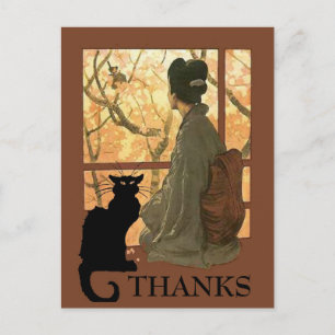 Japanese Cat Neko, edit text Postcard