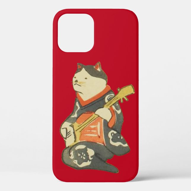 Japanese Cat Playing Guitar, Kuniyoshi, Ukiyoe Case-Mate iPhone Case (Back)