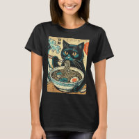 Japanese Cat Ramen Great Wave Vintage Art Food Men