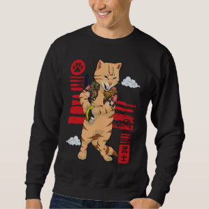 Japanese Cat Samurai Kaiju Warrior Ronin Bushido K Sweatshirt