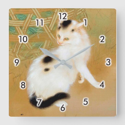 Japanese Cat Takeuchi Seihō Japanese Art Square Wall Clock