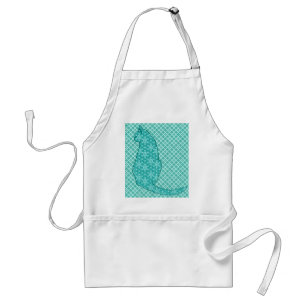 Japanese Cat - Turquoise Kimono Print Adult Apron
