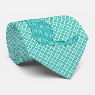 Japanese Cat - Turquoise Kimono Print Tie