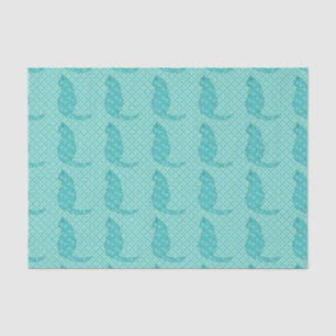 Japanese Cat - Turquoise Kimono Print Tissue Paper