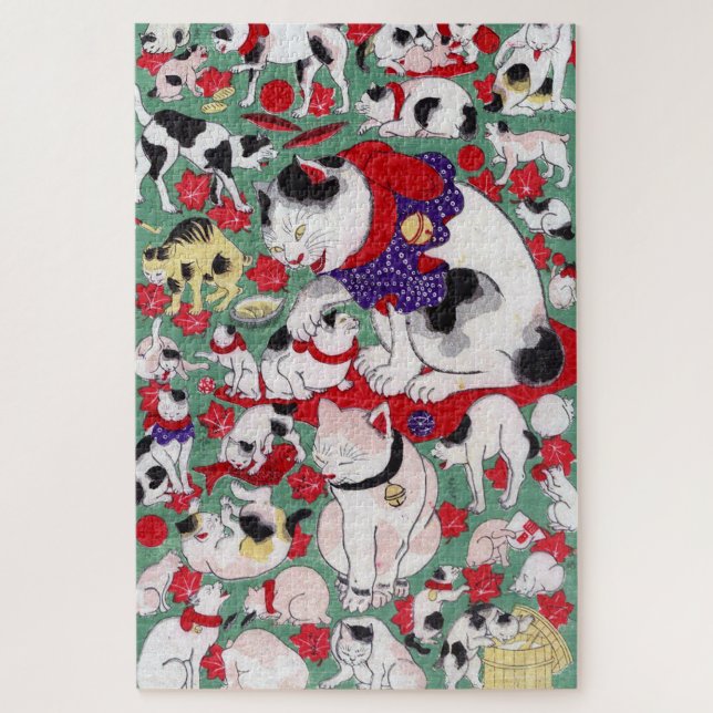 Japanese Cat, Utagawa Kunitoshi Jigsaw Puzzle (Vertical)