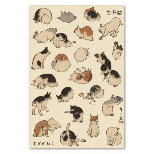 Japanese Cats Background Color Changeable Tissue Paper