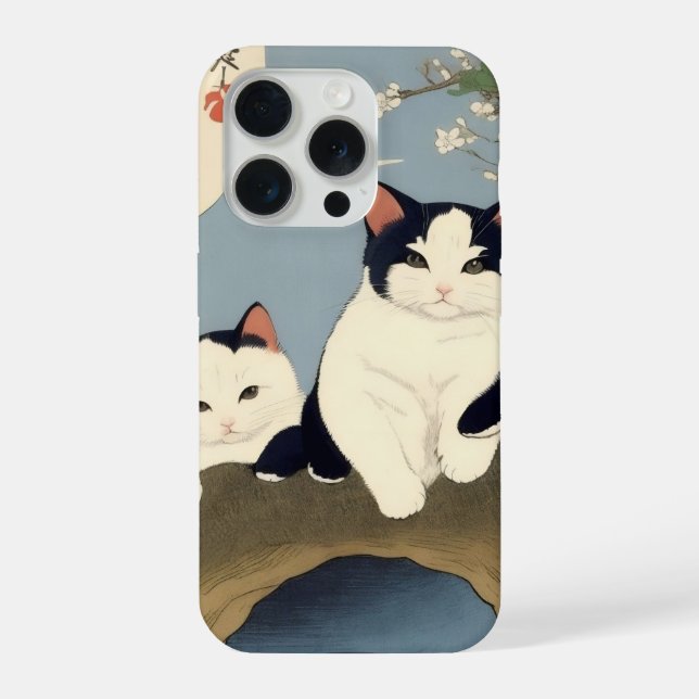 Japanese Cats Blossom Tree iPhone Case (Back)