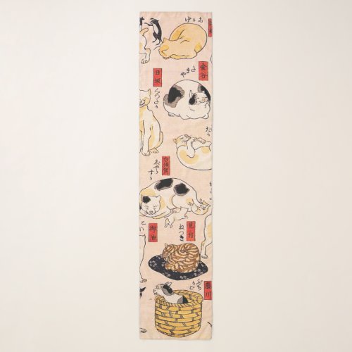 Japanese Cats by Utagawa Kuniyoshi Scarf