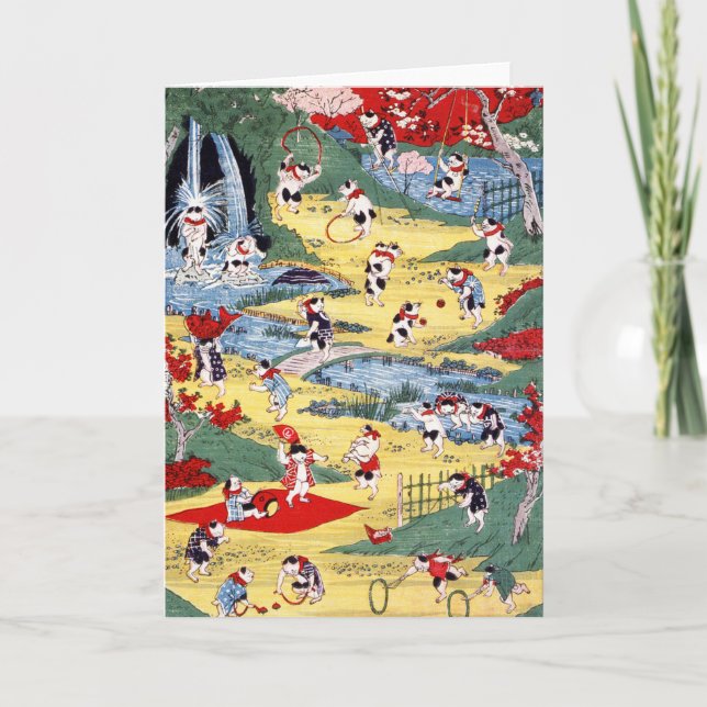 Japanese Cats Country, Utagawa Kunitoshi Card (Front)