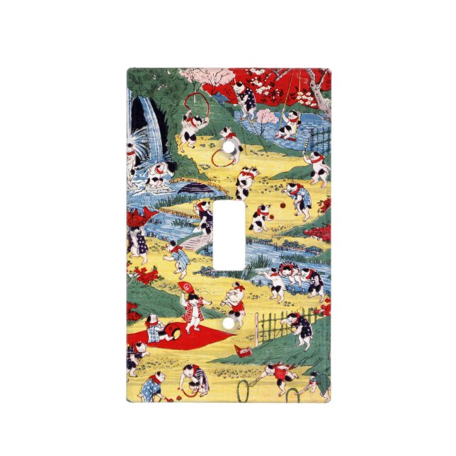 Japanese Cats Country, Utagawa Kunitoshi Light Switch Cover (Front)