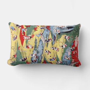 Japanese Cats Country, Utagawa Kunitoshi Lumbar Pillow