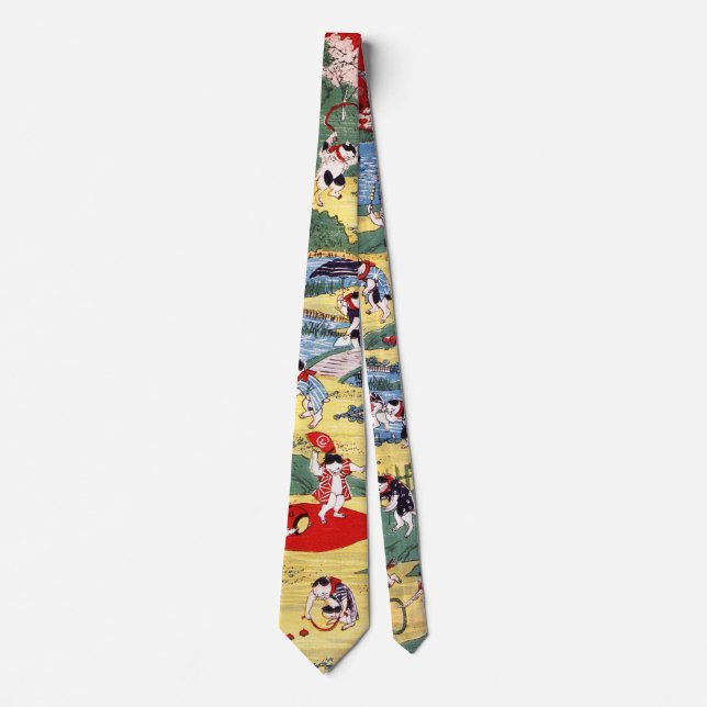 Japanese Cats Country, Utagawa Kunitoshi Neck Tie (Front)