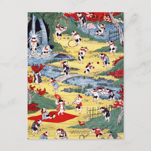 Japanese Cats Country, Utagawa Kunitoshi Postcard (Front)