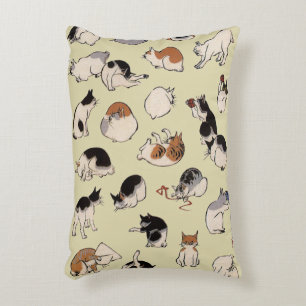 Japanese Cats (Customizable Background Color) Accent Pillow