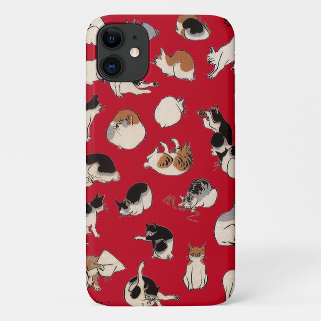 Japanese Cats (Customizable Background Color) Case-Mate iPhone Case (Back)
