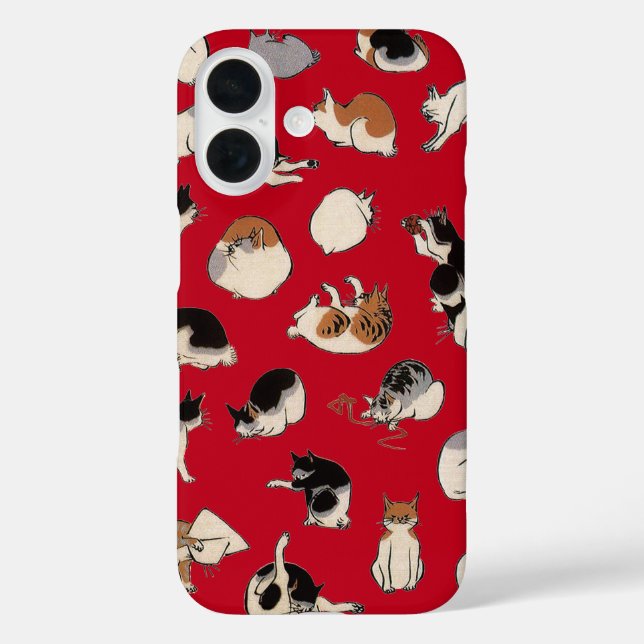 Japanese Cats (Customizable Background Color) Case-Mate iPhone Case (Back)
