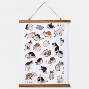 Japanese Cats (Customizable Background Color) Hanging Tapestry