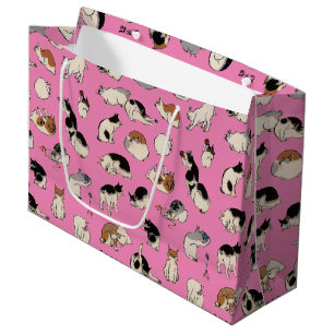Japanese Cats (Customizable Background Color) Large Gift Bag