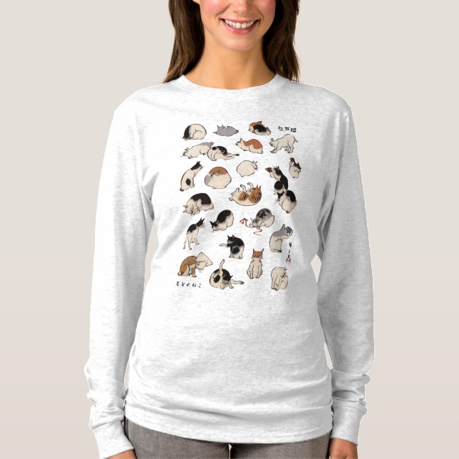 Japanese Cats, Hiroshige, Ukiyo-e T-Shirt (Front)