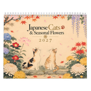 Japanese Cats & Seasonal Flowers 2027 Calendar