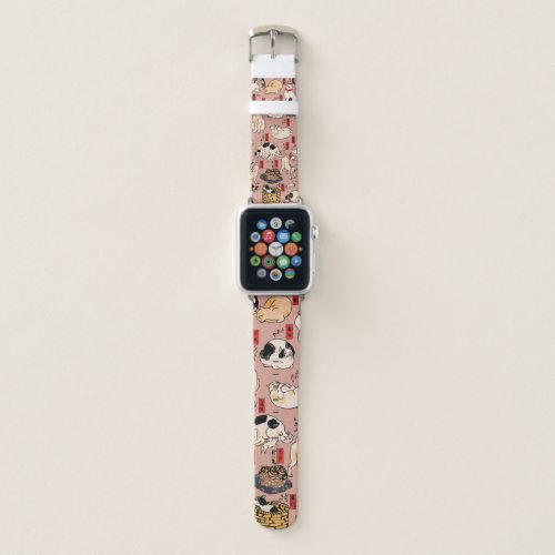 Japanese Cats Ukiyo_e Art Funny Apple Watch Band