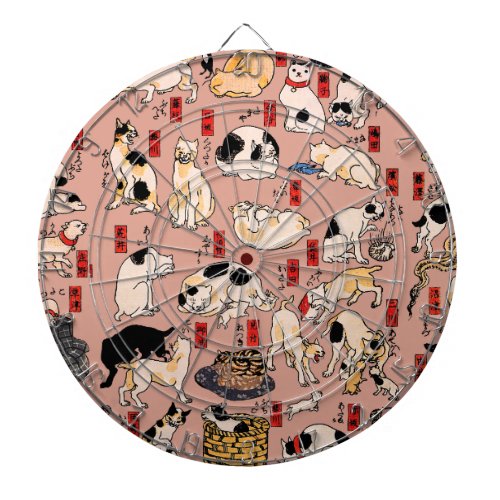 Japanese Cats Ukiyo_e Art Funny Dart Board