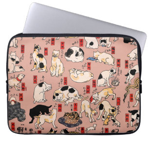 Japanese Cats Ukiyo-e Art Funny Laptop Sleeve