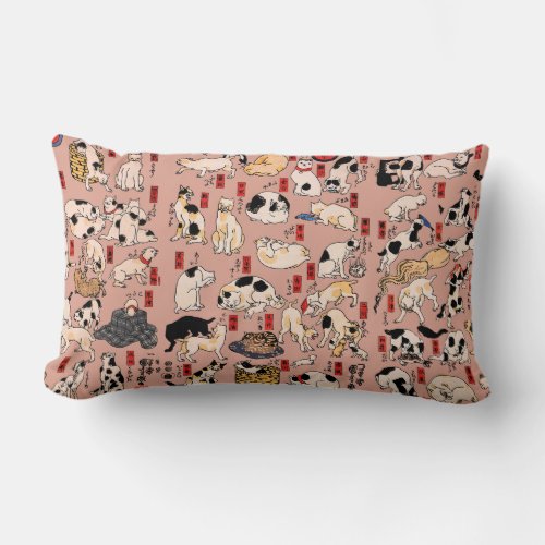 Japanese Cats Ukiyo_e Art Funny Lumbar Pillow