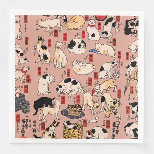 Japanese Cats Ukiyo_e Art Funny Paper Dinner Napkins