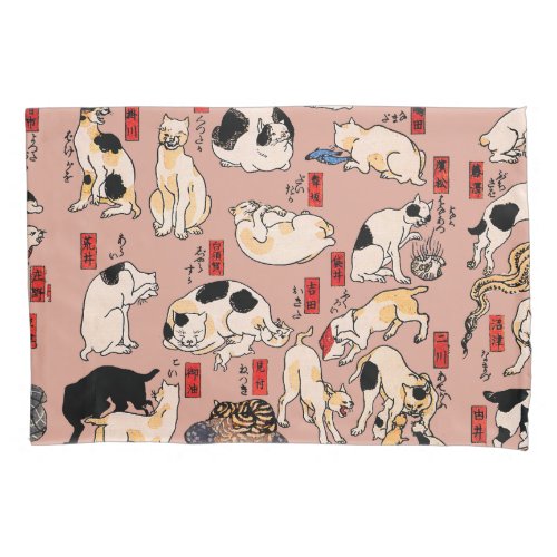 Japanese Cats Ukiyo_e Art Funny Pillow Case