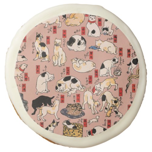 Japanese Cats Ukiyo_e Art Funny Sugar Cookie