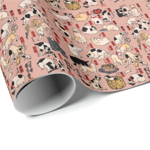 Japanese Cats Ukiyo_e Art Funny Wrapping Paper