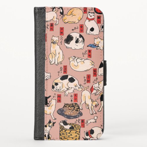 Japanese Cats Ukiyo_e Funny iPhone XS Wallet Case