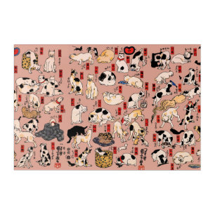 japanese cats Ukiyo-e Funny kitty Acrylic Print