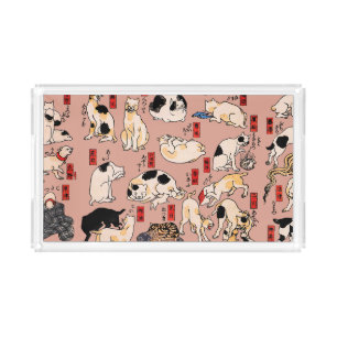 japanese cats Ukiyo-e Funny kitty Acrylic Tray
