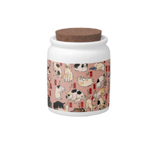 japanese cats Ukiyo-e Funny kitty Candy Jar