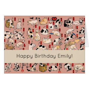 japanese cats Ukiyo-e Funny kitty Cards