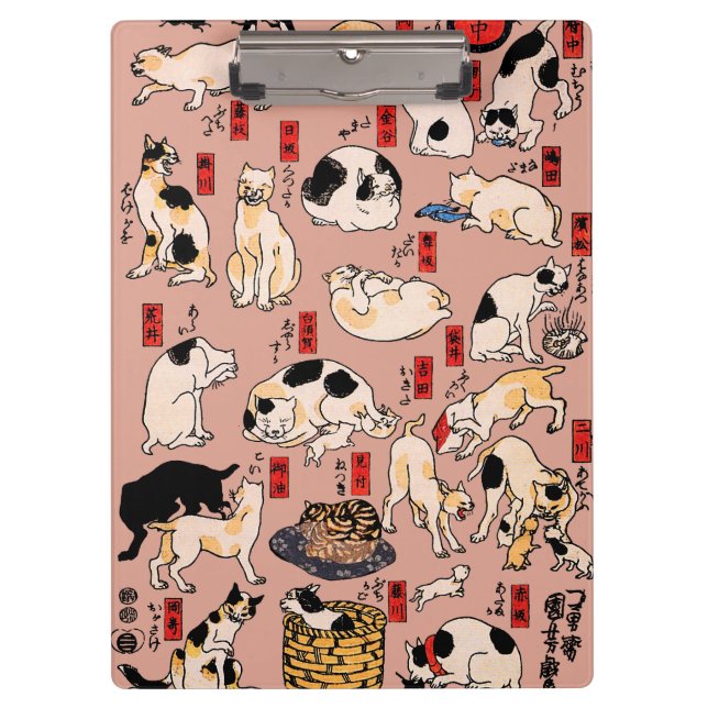 japanese cats Ukiyo-e Funny kitty Clipboard (Front)