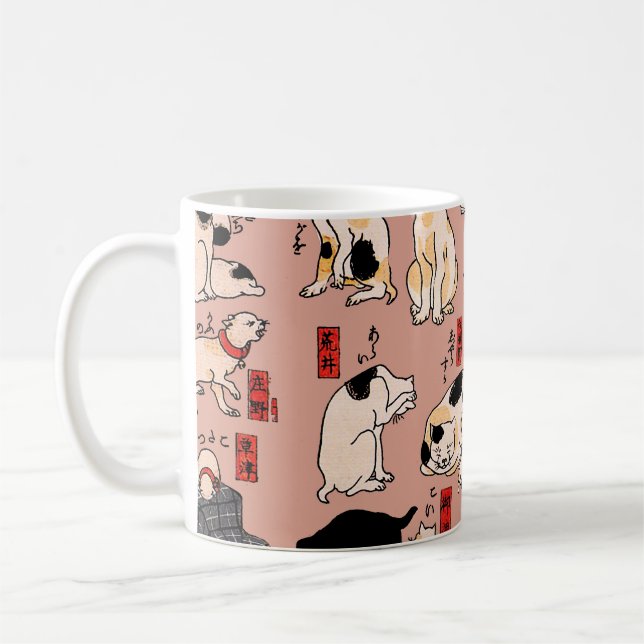 japanese cats Ukiyo-e Funny kitty Coffee Mug (Left)