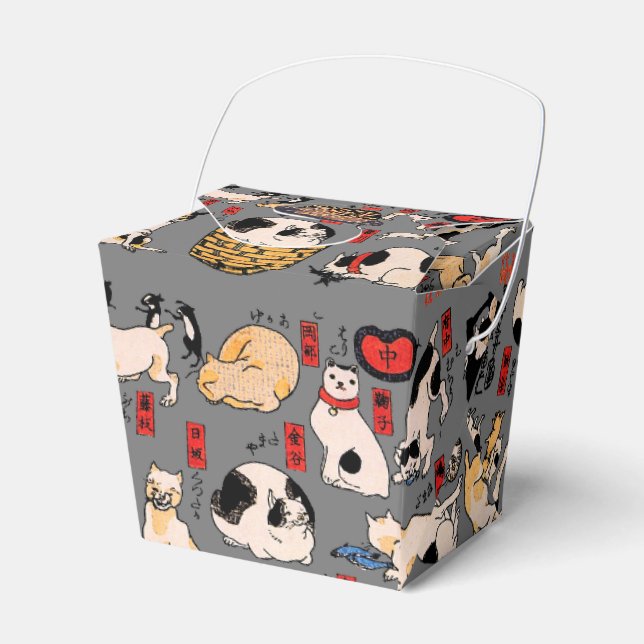 japanese cats Ukiyo-e Funny kitty Favor Boxes (Front Side)