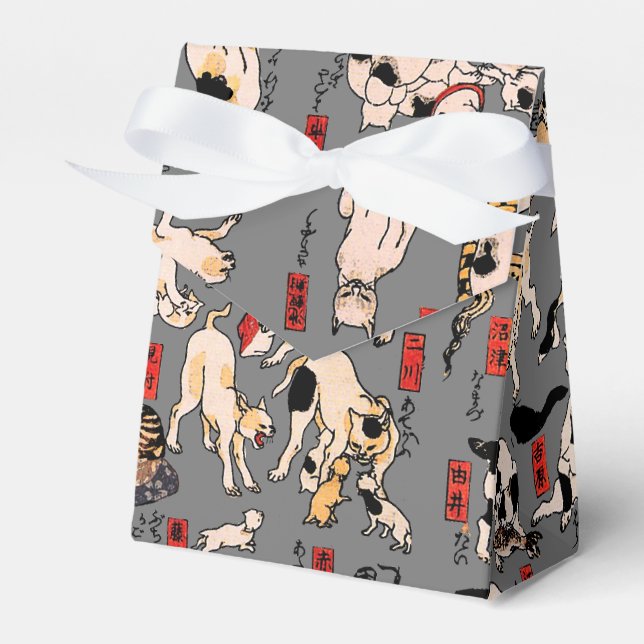japanese cats Ukiyo-e Funny kitty Favor Boxes (Front Side)