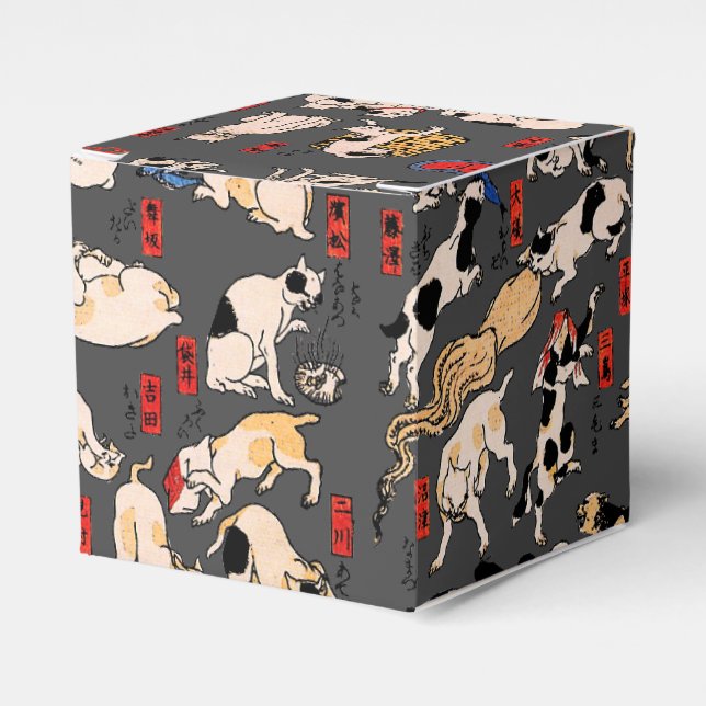japanese cats Ukiyo-e Funny kitty Favor Boxes (Front Side)