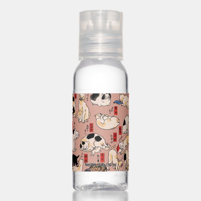 japanese cats Ukiyo-e Funny kitty Hand Sanitizer (Front)