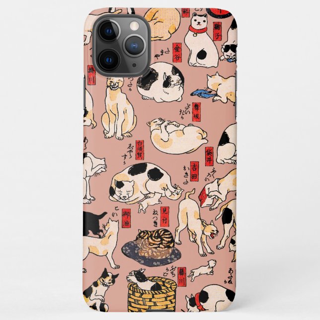 japanese cats Ukiyo-e Funny kitty iPhone Case (Back)