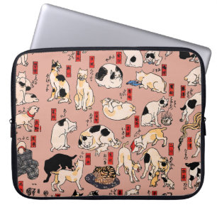 japanese cats Ukiyo-e Funny kitty Laptop Sleeve