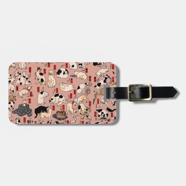 japanese cats Ukiyo-e Funny kitty Luggage Tag (Front Horizontal)