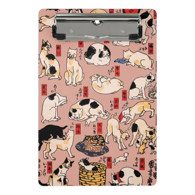 japanese cats Ukiyo-e Funny kitty Mini Clipboard (Front)