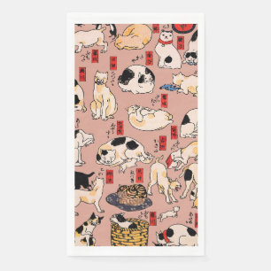 japanese cats Ukiyo-e Funny kitty Paper Guest Towels