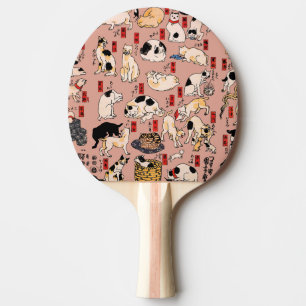 japanese cats Ukiyo-e Funny kitty Ping Pong Paddle