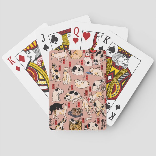 japanese cats Ukiyo-e Funny kitty Poker Cards (Back)